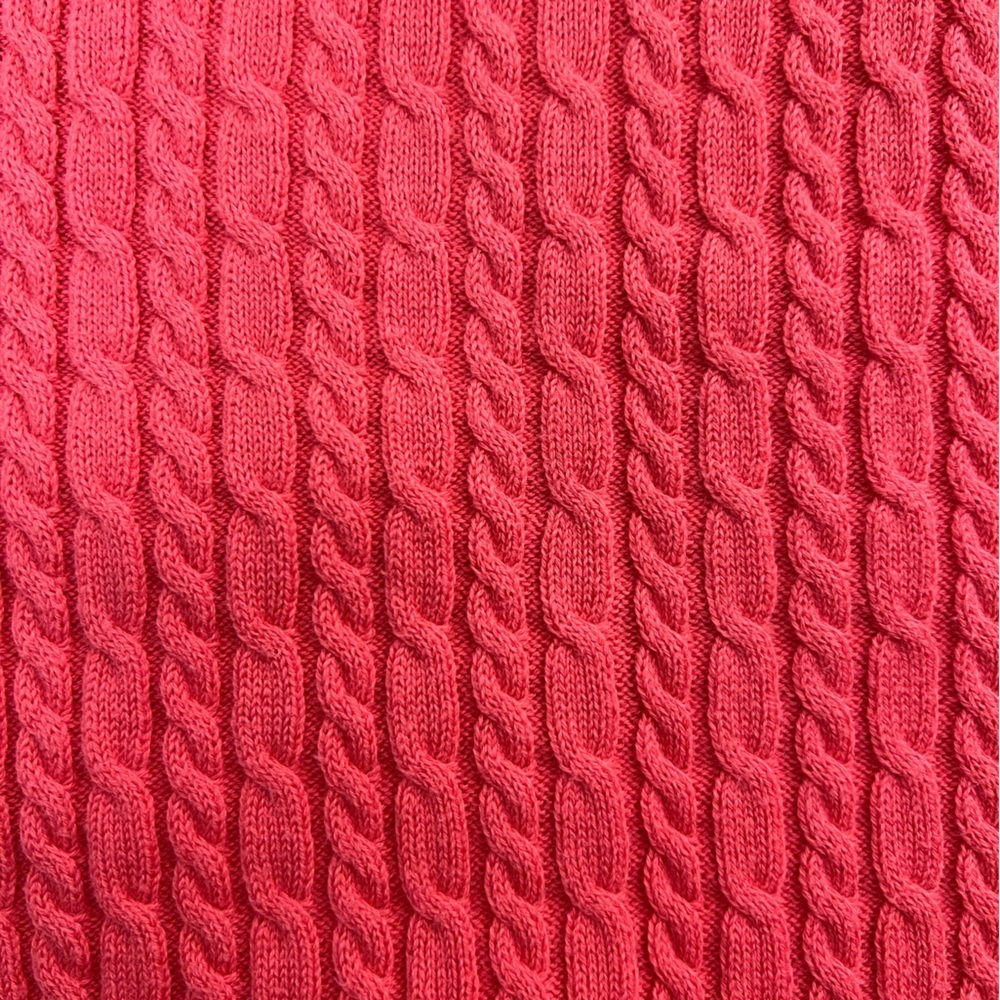 Talbots Coral/Pink Cable Knit V-Neck 3/4 Sleeve Sweater Size: XL - Picture 9 of 11